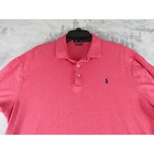 Polo‎ Ralph Lauren Polo Shirt Mens 2XL Pink Custom Slim Fit Embroidered Pony